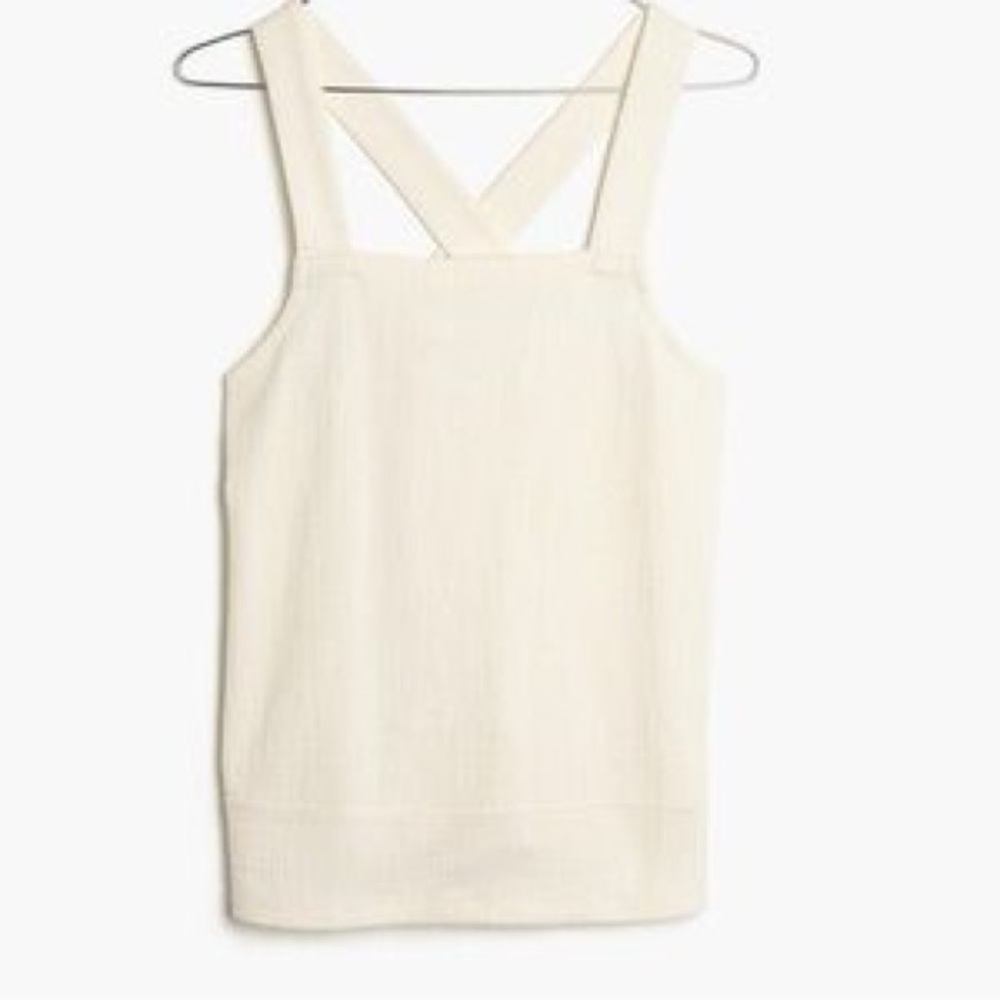 Madewell 100% Linen Cross-Back Sleeveless Tank Top XL Cream